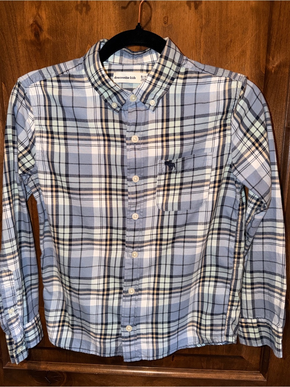 Abercrombie Kids Light Blue Plaid LS Button-Down Shirt Boys Size 9/10